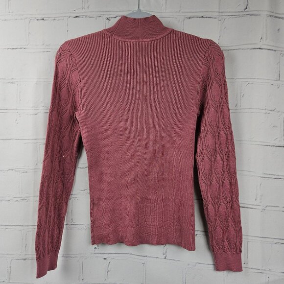 Fitted Pink Sweater Y2K Mock Neck Sweater Womens S Jessica Simpson Sweetheart - Picture 10 of 12